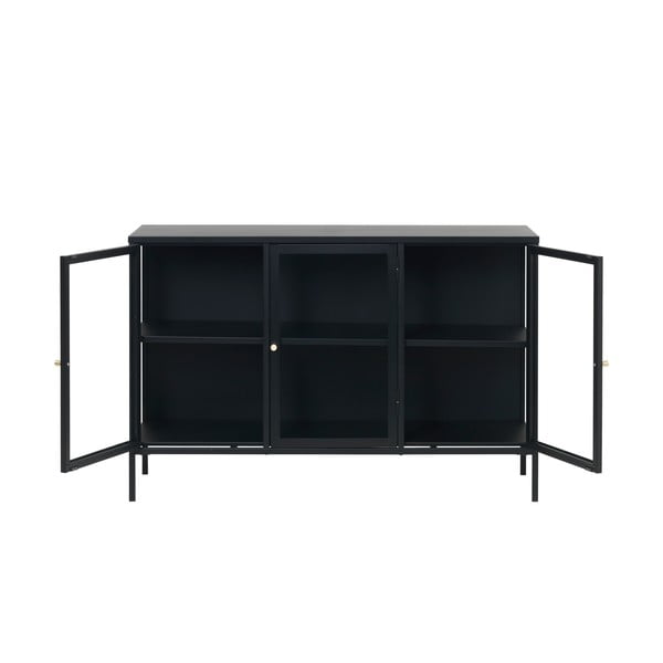 Črna kovinska vitrina 132x85 cm Carmel – Unique Furniture-image-2