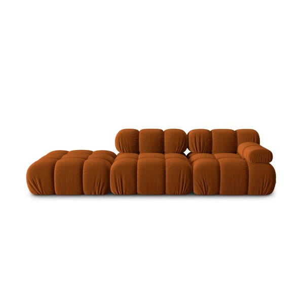 Oranžna žametna sedežna garnitura 282 cm Bellis – Micadoni Home
