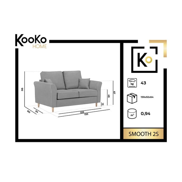 Modra dvosedežna zofa Kooko Home Smooth-image-1