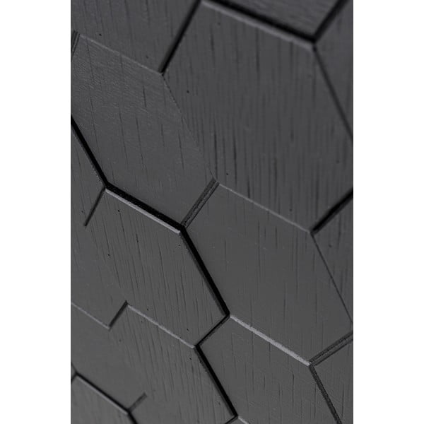 Črna nizka komoda iz masivnega bora 135x90 cm Linc – White Label-image-4