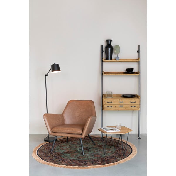 Črna stoječa svetilka s kovinskim senčilom (višina 135 cm) Hajo – White Label-image-3