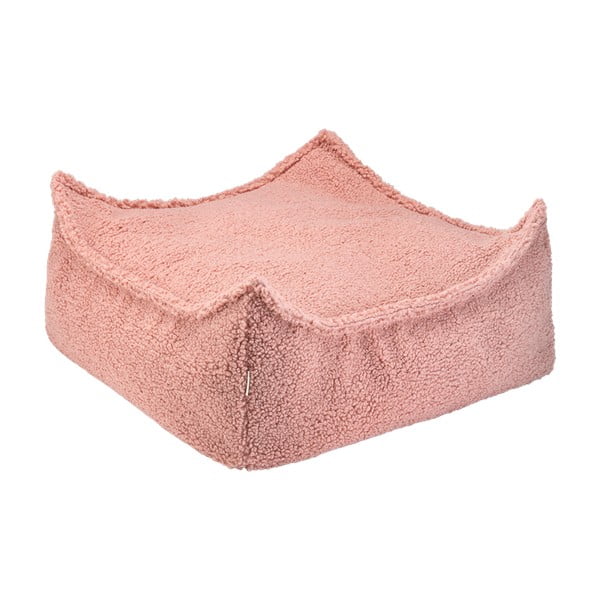 Rožnata otroška vreča za sedenje iz tkanine bouclé Square – Wigiwama