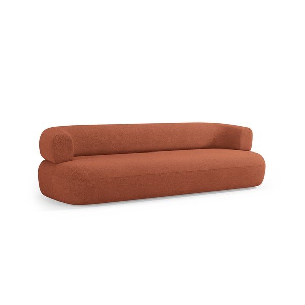 Sedežna garnitura iz tkanine bouclé v barvi terakote 200 cm Jenny – Micadoni -image-2