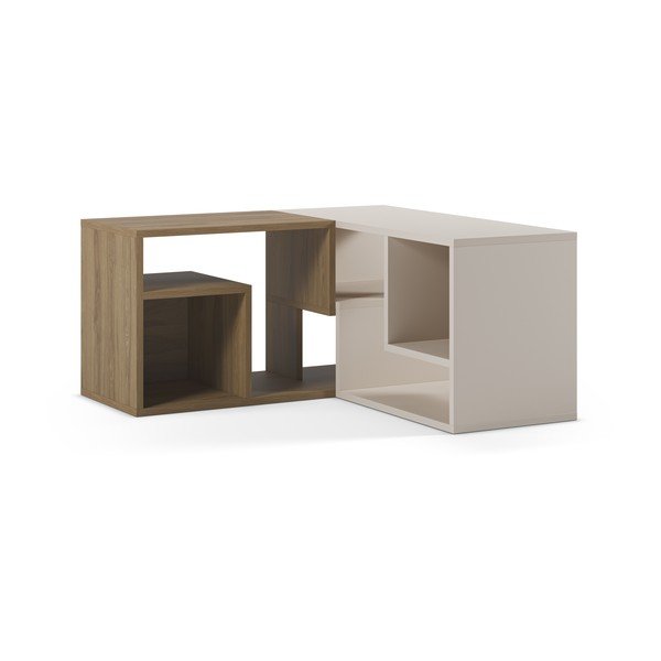 Bela/v naravni barvi kotna TV omarica v hrastovem dekorju 145x45x35 cm Glina – Marckeric