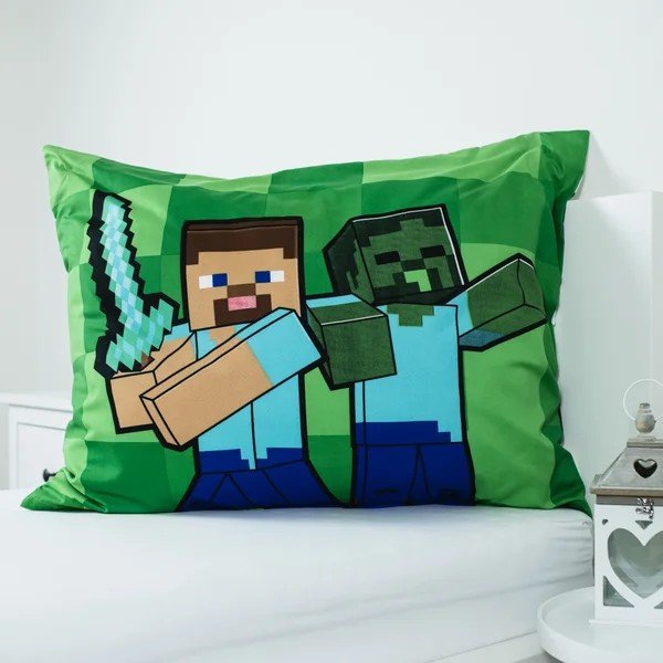 Zelena enojna otroška posteljnina iz mikrovlaken 140x200 cm Minecraft Block Stack – Jerry Fabrics-image-3