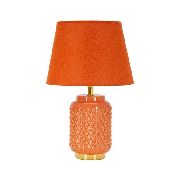 Oranžna keramična namizna svetilka s tekstilnim senčilom (višina 44 cm) – Mauro Ferretti