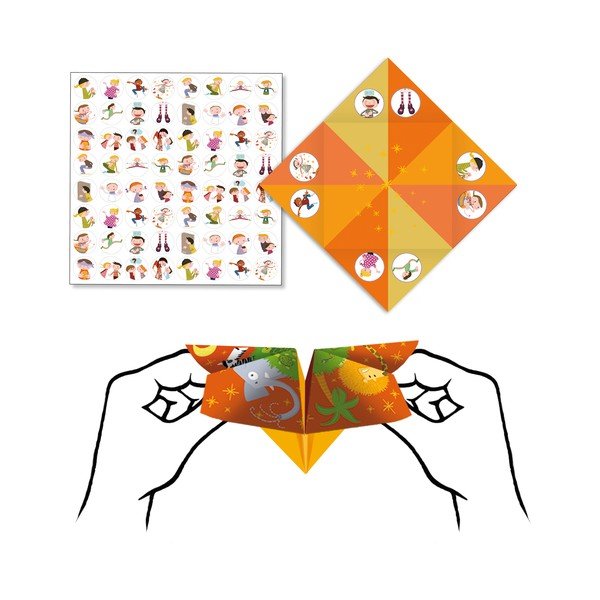 Komplet 8 papirjev za origami z nalepkami Djeco Fortune-image-1