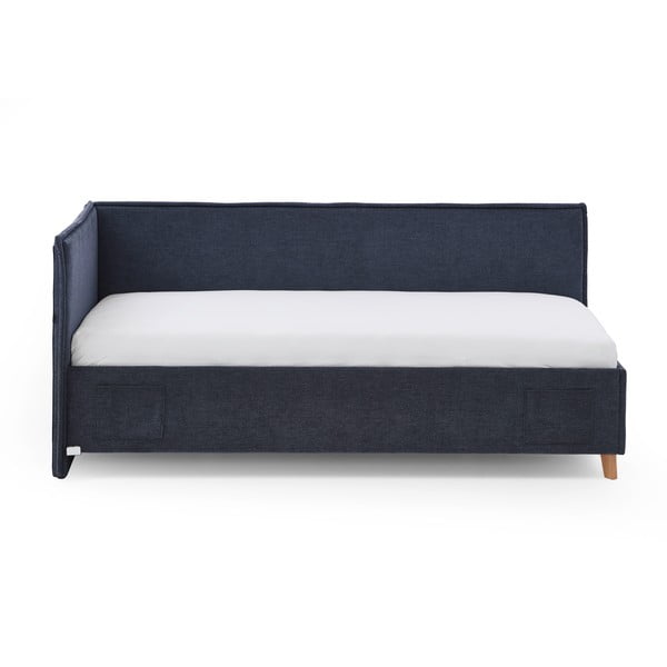 Temno modra oblazinjena kotna otroška postelja brez letvenega dna 90x200 cm Fun – Meise Möbel-image-4