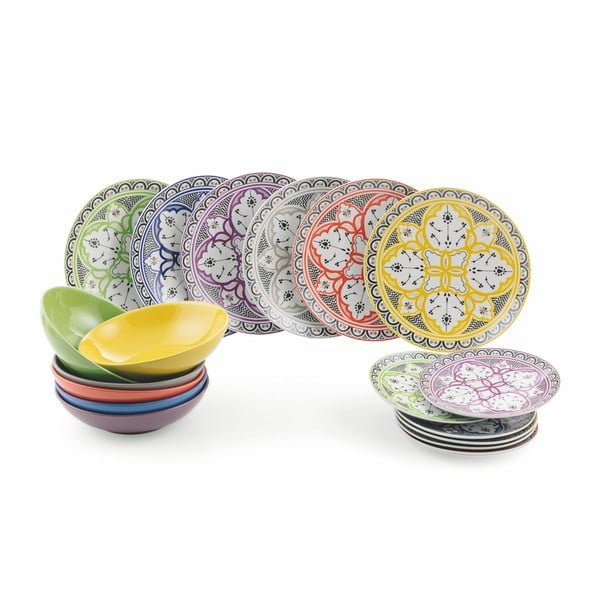 18-delni komplet krožnikov iz porcelana in keramike VDE Tivoli 1996 Marocco-image-1