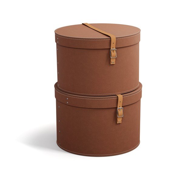 Rjave kartonaste škatle za shranjevanje v kompletu 2 ks s pokrovom ø 37,5x25 cm Rut Restore Paper Laminate – Bigso-image-2