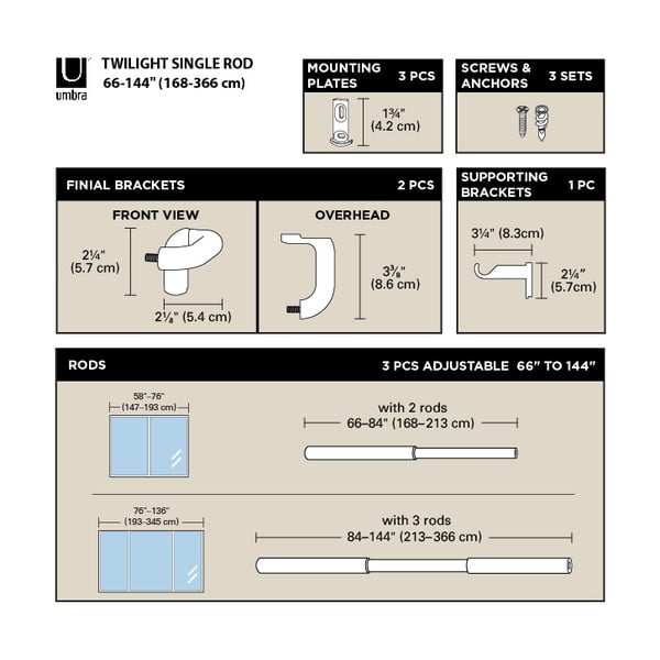 Jeklena karnisa z nastavljivo dolžino 213 - 365 cm Twilight – Umbra-image-4