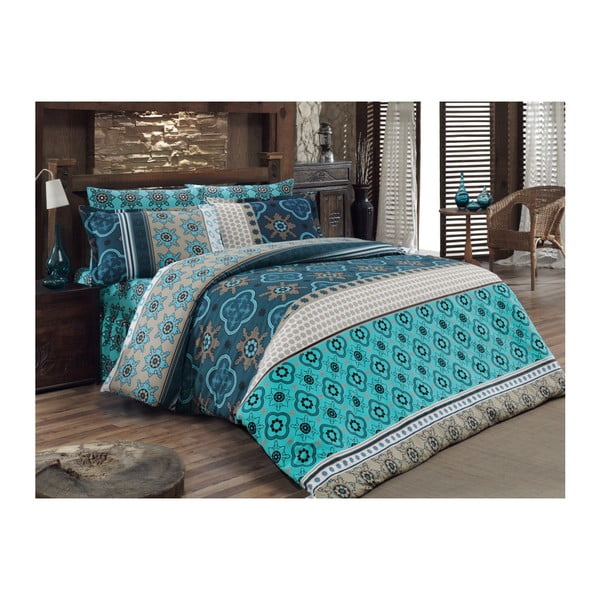 Bombažno posteljno perilo Kessa Azul, 135 x 200 cm