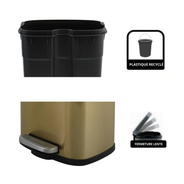 Jeklen koš za smeti v mat zlati barvi s pedalom 5 l Akira – Spirella-image-3