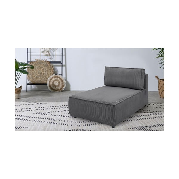 Temno siv modul za sedežno garnituro iz rebrastega žameta (s kotom po izbiri) Nihad modular – Bobochic Paris-image-1