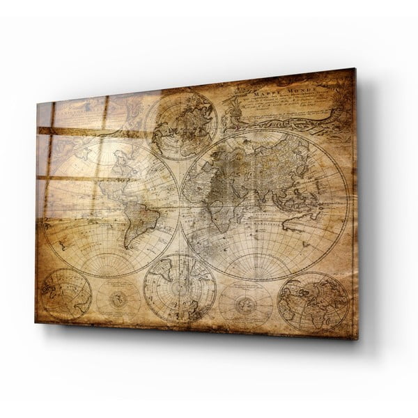 Steklena slika Insigne World Map, 110 x 70 cm