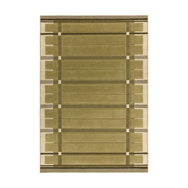 Zelena/bež ročno tkana volnena preproga 120x170 cm – Asiatic Carpets