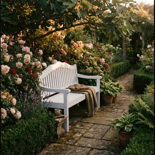 Bela vrtna klop iz masivnega lesa Austin – Garden Pleasure-image-1