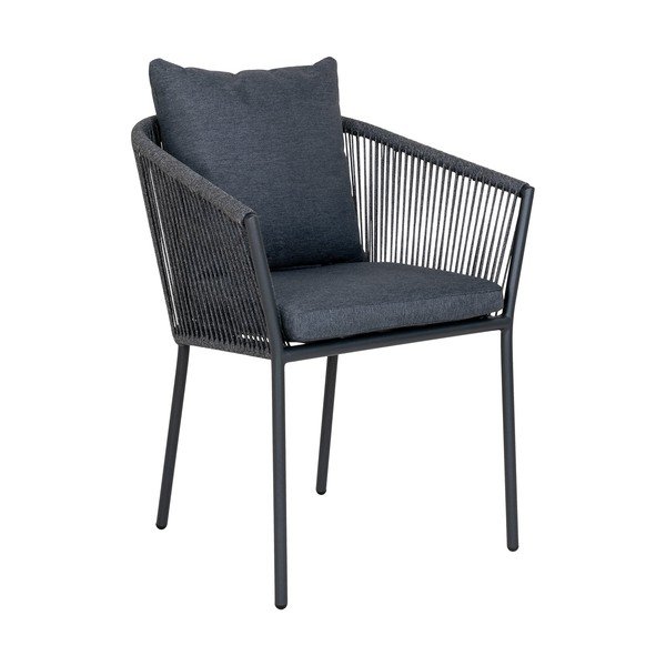 Temno siv kovinski in oblazinjen vrtni stol Salerno – House Nordic