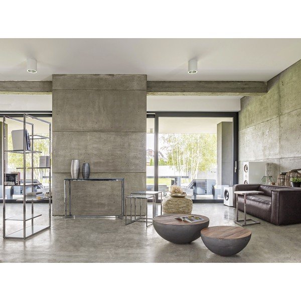 Siva/v naravni barvi kovinska okrogla klubska mizica ø 90 cm Lancaster – Bizzotto-image-1