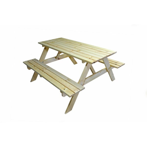 Vrtni jedilni set iz borovega lesa za 4 osebe Piknik - Rojaplast-image-3