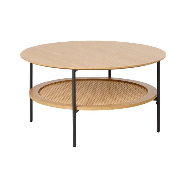 Okrogla klubska mizica v hrastovem dekorju v naravni barvi ø 80 cm Pensacola – Unique Furniture