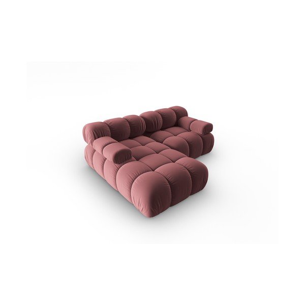 Rožnata žametna sedežna garnitura 191 cm Bellis – Micadoni Home-image-4