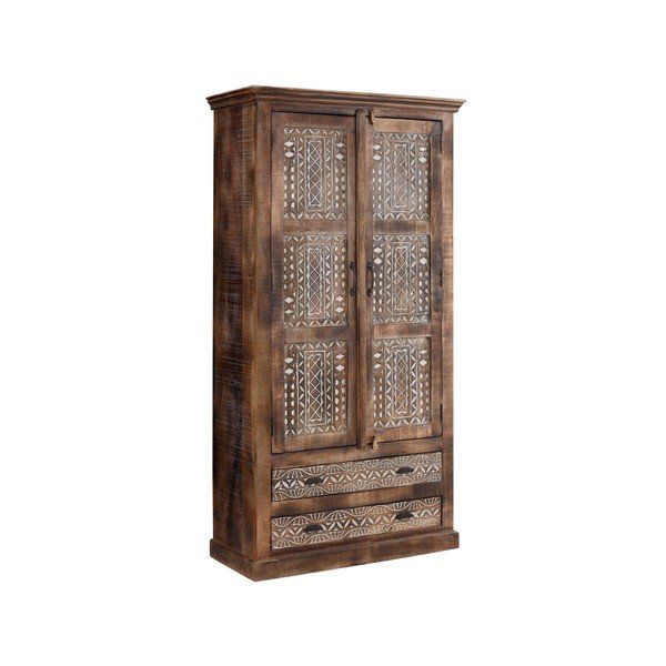 Rjava garderobna omara iz masivnega manga 190x45 cm Maneesh – Støraa-image-1