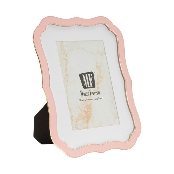 Svetlo rožnat kovinski/steklen stoječ okvir 17x22 cm Margot – Mauro Ferretti