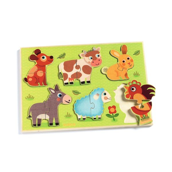 Otroške lesene sestavljanke z motivi domačih živali Djeco