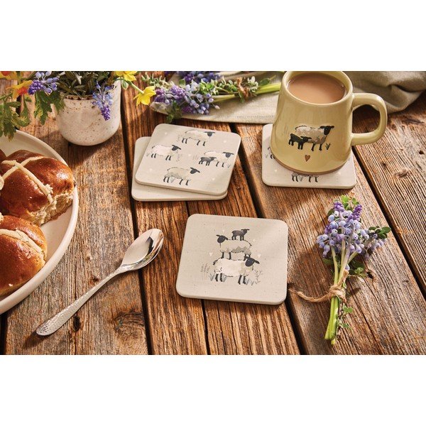 Sivorjavi podstavki za kozarce v kompletu 4 ks iz plute Highland Sheep – Cooksmart ®-image-1