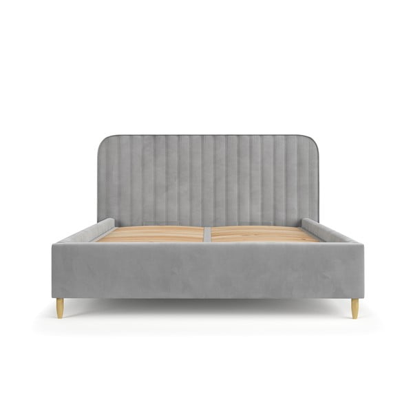 Siva oblazinjena postelja s prostorom za shranjevanje z letvenim dnom 120x200 cm Noto – Maison de Rêve-image-2