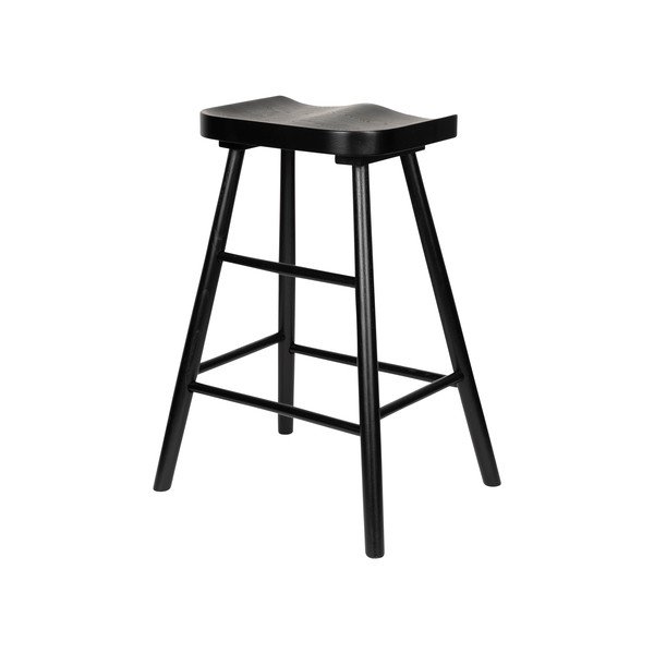 Črn barski stol iz masivnega hrasta (višina sedeža 65,5 cm) Vander – White Label-image-4