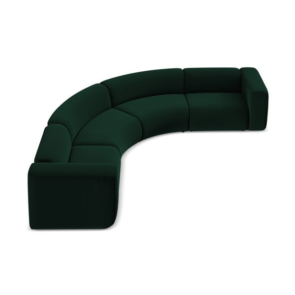 Temno zelena žametna kotna sedežna garnitura Ekahi – Makamii-image-3