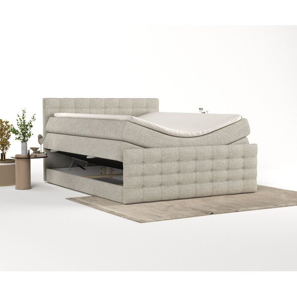 Bež boxspring postelja s prostorom za shranjevanje 200x200 cm Blend – Maison de Rêve-image-2