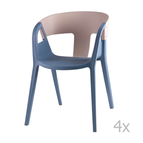 Komplet 4 modro-sivih jedilnih stolov sømcasa Willa