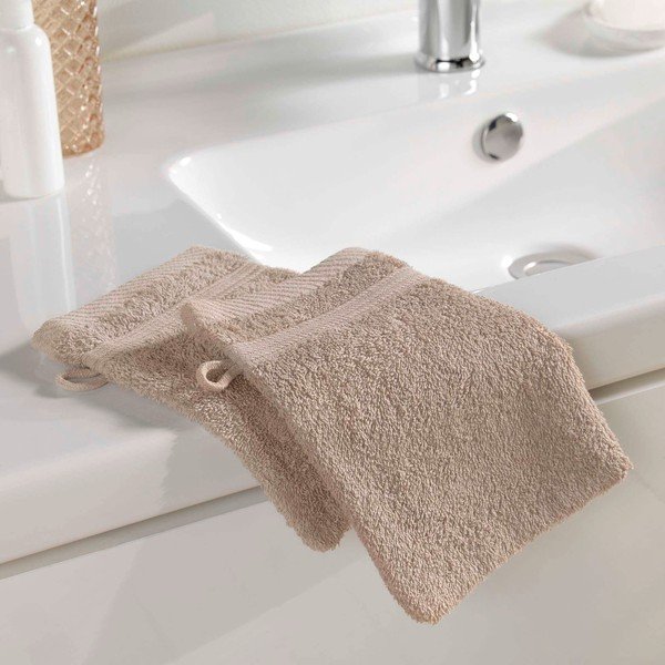 Svetlo rjava bombažna krpica za umivanje 15x21 cm Tendresse – douceur d'intérieur-image-1