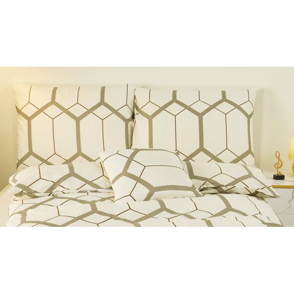 Kremno bela enojna 6-delna posteljnina iz mikrosatena 140x200 cm Carter – My House-image-1