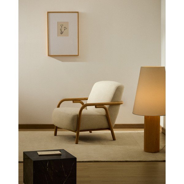 Bež fotelj iz šenilje Sylo – Kave Home-image-1