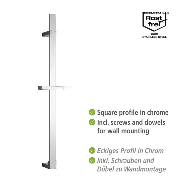 Stenski drsni drog za tuš iz nerjavečega jekla v sijajno srebrni barvi 68 cm Design – Wenko-image-2