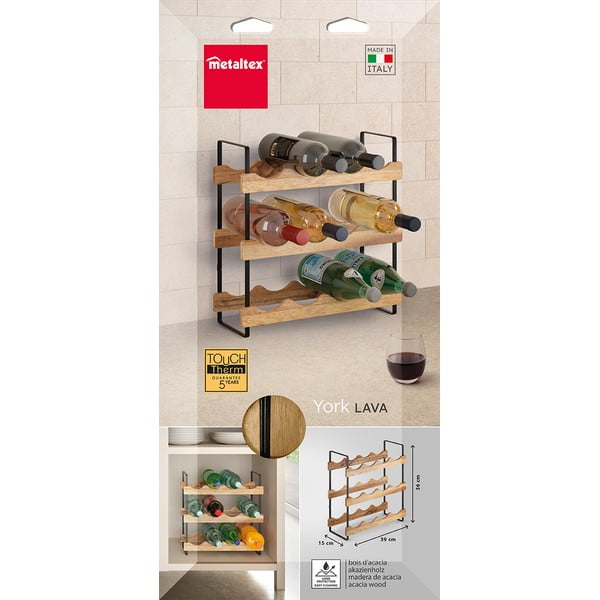 Leseno stojalo za vino za 12 steklenic York – Metaltex-image-3