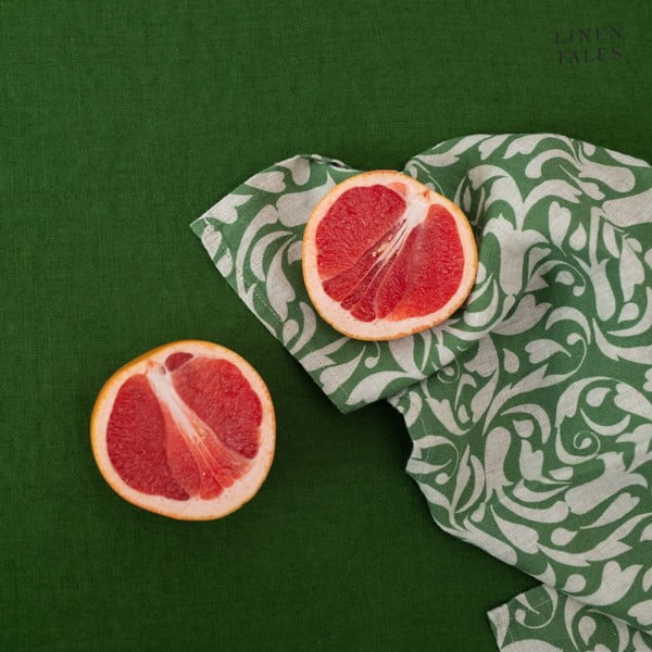 Lanena kuhinjska krpa 45x65 cm Evergreen Damask – Linen Tales-image-4