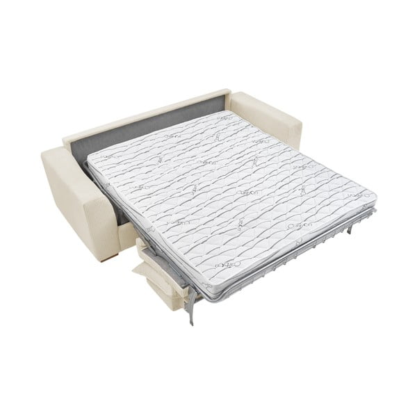 Kremno bela raztegljiva sedežna garnitura iz rebrastega žameta 225 cm Augustin – Bobochic Paris-image-4