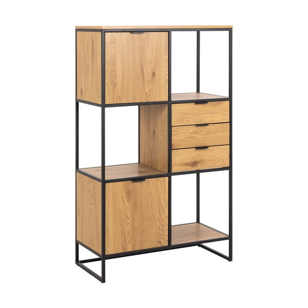 Črna knjižna omara v hrastovem dekorju 85x141 cm Swindon - Actona-image-2