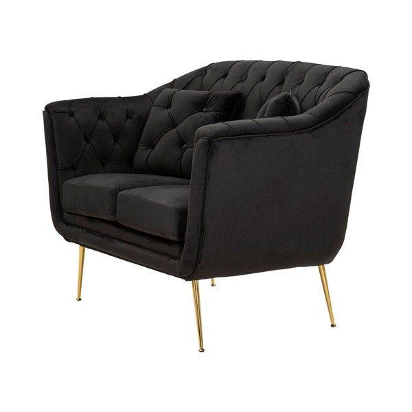 Črna žametna sedežna garnitura 130 cm Budapest – Mauro Ferretti-image-3