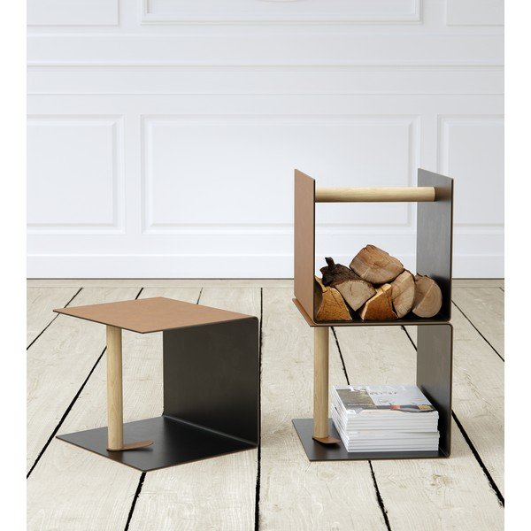 Črna dekorativna škatla za shranjevanje iz kovine in eko usnja 32x38x31 cm Bull – LIND DNA-image-1