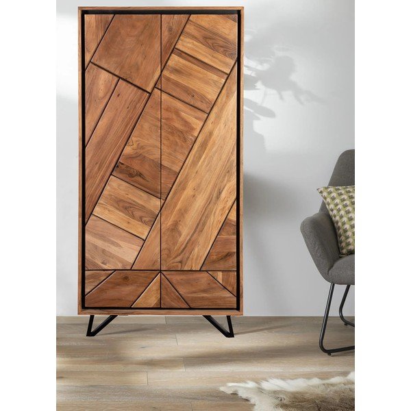 Garderobna omara iz masivne akacije v naravni barvi 90x181x40 cm Ambala – Interia Home & Living-image-1