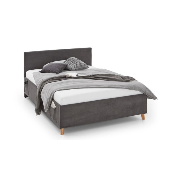 Antracitno siva oblazinjena otroška postelja s prostorom za shranjevanje z letvenim dnom 90x200 cm Cool – Meise Möbel-image-3