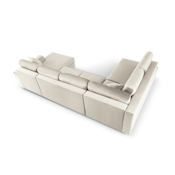 Bež žametna raztegljiva kotna sedežna garnitura s prostorom za shranjevanje (levi kot/v obliki črke "U") Kyoto – Cosmopolitan Design-image-4