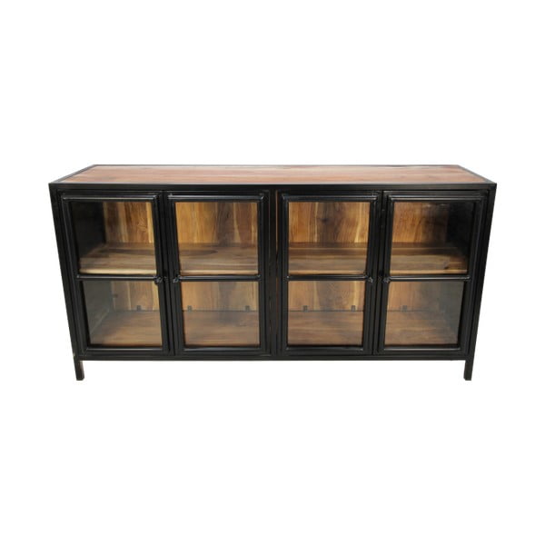 Črna vitrina iz masivnega lesa akacije 170x90 cm Kingston - HSM collection-image-3