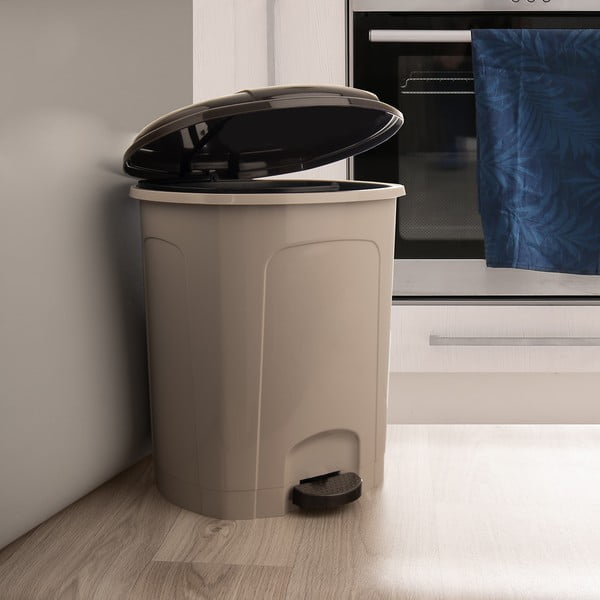 Rjav plastičen koš za smeti s pedalom 30 l – Orion-image-1